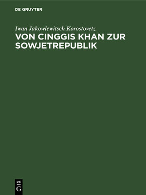 cover image of Von Cinggis Khan zur Sowjetrepublik